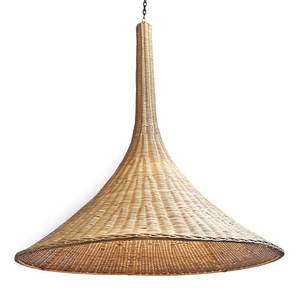 Lámpara Colgante de Ratán Sostenible, Estilo Trompeta, Moderna y Orgánica, para Cafetería o Bar - Product Image 1
