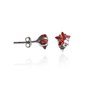 Magnifiques boucles d'oreilles étoile rouge faites à la main en argent sterling 925, bijoux pour femmes et filles, à porter lors de mariages et de fêtes - Product Image 2