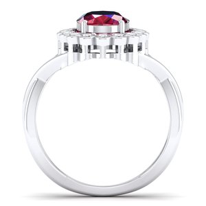 แหวนเงินแท้ 925 REYES Dainty ประดับเพชรโมอิสซาไนต์ทรงรัศมี รับรองโดย GRA สำหรับผู้หญิง รูปทรงวงรี 1.2 กะรัต พลอยทับทิม เครื่องประดับชั้นดี - Product Image 4