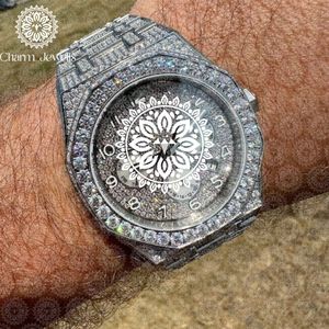 Reloj de Lujo para Hombre Charm Jewells, Caja de Acero Inoxidable de 40 mm, Movimiento Mecánico, Detalles de Diamantes, Correa de Cuero, Resistente al Agua 10 Bar - Product Image 1