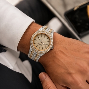 Reloj Mecánico de Lujo con Incrustaciones de Moissanita, Esfera Redonda de Acero Inoxidable, Cierre Oculto, Correa de 20 mm para Hombre - Product Image 6