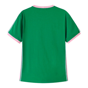   Chemise Premium Embossée Couleur Verte Col Rond Manches Courtes Style Grec Décontracté pour Femme Vêtement Haut de Gamme - Product Image 2