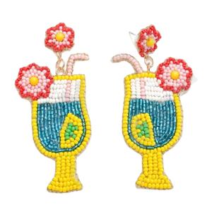 Pendientes colgantes con cuentas Vintage naranja blanco azul para mujer accesorio de moda patriótico Memorial Day para bodas y eventos - Product Image 1