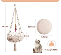 Hamac et coussin pour chat en macramé, motif uni, écologique, luxueux, avec housse amovible pour petits animaux
