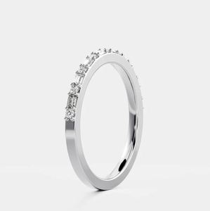Anillo de Moissanita con Banda de Piedras Alternativas, Plata de Ley 925, Lujoso, para Boda, Compromiso, Fiesta, Aniversario, Minimalista, Apilable - Product Image 3