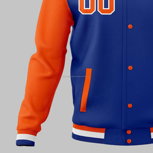 Chaqueta universitaria de alta calidad para hombres y mujeres, chaqueta universitaria de algodón polar Letterman con cuello levantado, venta al por mayor - Product Image 4