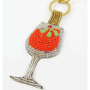 Unique Trendy Multi-functional Use Fabric Beaded Adjustable Cocktail Glass Keychain Embroidered Drink Charm Fashion <b>Key</b> <b>Holders</b> - Product Image 1