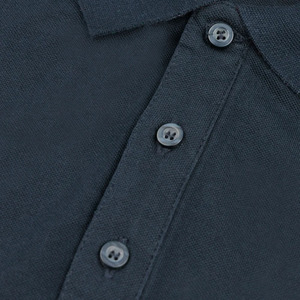 Polo de Manga Larga Azul Marino para Hombre, Color Sólido, Algodón Piqué, Ropa Casual de Primavera, Cuello con Botones - Product Image 4