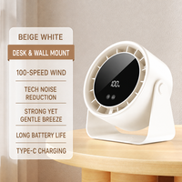 Nouveau modèle 2025 – Ventilateur de bureau à 100 vitesses, haute circulation, rechargeable, avec affichage numérique, turbo, mural et de table