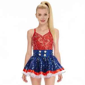 High <b>Elastic</b> Soft Spandex Polyester Printed Rhinestone Breathable Sleeveless Top Pleated <b>Skirt</b> Cheerleading Uniform - Product Image 2