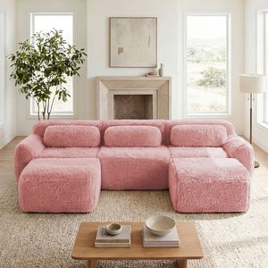 Divano Componibile a U con Design Antiscivolo, Base in Spugna ad Alta Densità 32D, Compressione Totale Sottovuoto, per Soggiorno - Product Image 1