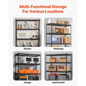 Scaffalatura Industriale in Metallo a 5 Ripiani, Capacità 1134 kg, 46 cm P x 122 cm L x 183 cm H, Regolabile per Garage - Product Image 2