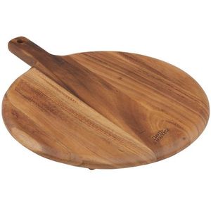 Planche à découper ronde en bois avec poignée pour servir du fromage, des charcuteries, des fruits, des légumes, de la pizza, du pain, pour une utilisation en cuisine - Product Image 2