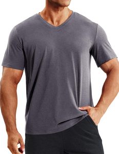 Camiseta Básica de Cuello en V para Hombre, Jersey Suave de Spandex/Algodón, Manga Corta, Casual, Cómoda, Ligera, Transpirable y Ecológica - Product Image 1