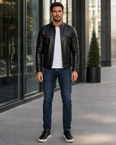 Blouson Bomber en Cuir Véritable Personnalisé pour Homme, Imperméable, Coupe-Vent, Col Rond, Unisexe, Vente en Gros OEM, Prix Abordable 2026 - Product Image 3