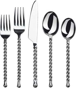 Ensembles de couverts jetables écologiques modernes en métal argenté (couteau, cuillère, fourchette) pour mariages, vente en gros - Product Image 5
