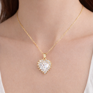 สร้อยคอจี้รูปหัวใจทองคำแท้ 10K 14K สำหรับผู้หญิง ประดับเพชรแล็บโกรว์ ชุบทอง สร้อยคอรูปหัวใจวันวาเลนไทน์ - Product Image 3