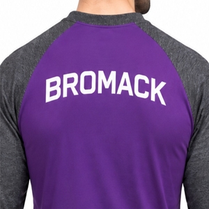 Men <b>T</b> <b>Shirt</b> <b>Purple</b> Contrast Body Charcoal Sleeve Design Classic Crew Neck Long Sleeve Style Two Tone Construction Weekend Wear - Product Image 5