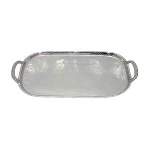 Bandeja plateada, bandeja antigua, bandeja vintage para servir, bandeja metálica para servir, bandeja grabada, bandeja decorativa, bandeja ovalada, bandeja ornamentada, bandeja plateada - Product Image 4