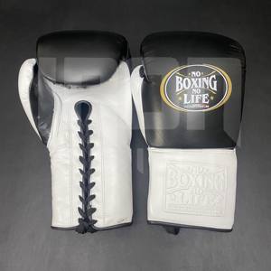 No Boxing No Life Guantes de Boxeo Profesionales de Cuero Vacuno de Primera Calidad con Cordones, Acolchado Grueso de 4 Capas, Transpirables para Kick Boxing - Product Image 2
