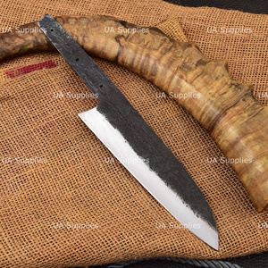 Hand Forged Carbon Steel Kitchen Knife Blank <b>Drop</b> Point Straight <b>Back</b> Bevel Edge 0.5mm Thickness Wood Handle OEM DIY Project - Product Image 4