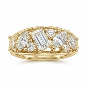 Anillo de Compromiso Clásico para Mujer con Diamante Corte Esmeralda, Oro Amarillo de 18k / Plata 925 con Baño de Rodio, Engaste de Garras, Diseño Geométrico - Product Image 4