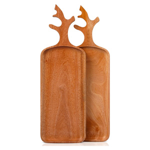 จานเสิร์ฟพร้อมด้ามจับเขากวางทำด้วยมือเป็นมิตรกับสิ่งแวดล้อมชุด2ชิ้นมีด้ามจับดีไซน์หรูหราทันสมัยสำหรับตกแต่งวันหยุด - Product Image 1