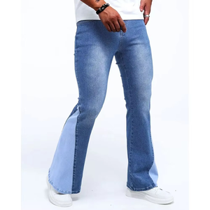 Jeans de mezclilla personalizados para hombre, pantalones casuales de corte recto y ajustado, jeans elásticos para hombre con cierre de cremallera, jeans acampanados. - Product Image 4