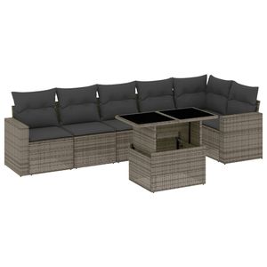Juego de sofás de jardín de ratán PE gris con acero con recubrimiento en polvo y muebles de exterior de primera calidad de vidrio templado - Product Image 2