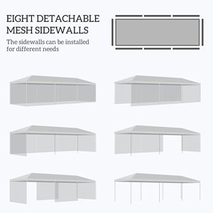 10FT X 28FT White Party <b>Tent</b> <b>Canopy</b> 8 Mesh Sidewalls Zipper Doors Outdoor Event Shelter Made Durable Polyester PVC Steel - Product Image 4