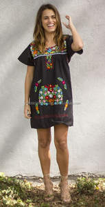ชุดเดรสสั้นสไตล์เม็กซิกันของผู้หญิงเสื้อปักลายสีสันสดใสทอเอวธรรมชาติระบายอากาศได้ดี - Product Image 4