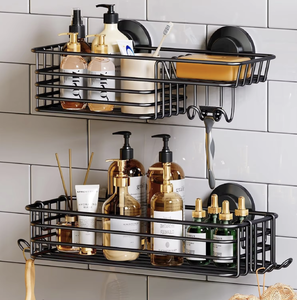 OEM/ODM 2 Pack Stainless Steel Shower Caddy Shelf No Drill Bathroom Organizer Storage Rack with Hooks <b>Soap</b> <b>Holder</b> - Product Image 1