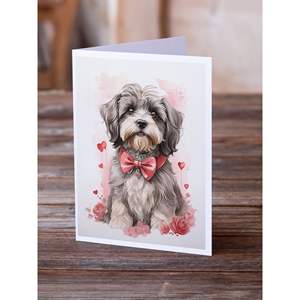 Tibetan Terrier Valentine Roses A7 Whimsical Blank <b>Greeting</b> <b>Cards</b> 5x7 <b>Note</b> <b>Cards</b> Pack of 8 with Envelopes - Product Image 2