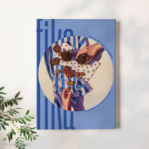 Kitchen <b>Canvas</b> Wall Art with <b>Wood</b> <b>Frame</b> Cozy Coffee Sharing Illustration Modern Cafe Decor Print for Home - Product Image 1