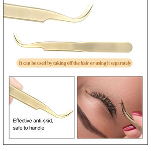 Kit de Herramientas de Belleza, Pinzas Doradas para Extensión de Pestañas, Juego de 6 Piezas, Pinzas Doradas para Pestañas, Color Personalizable - Product Image 5