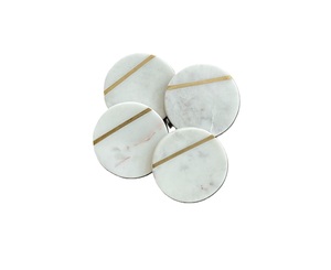 High Demand Design <b>Marble</b> <b>Coaster</b> With Brass Strip Stone <b>Coaster</b> With Brass Mats & Pads At very low factory wholesale Price - Product Image 1