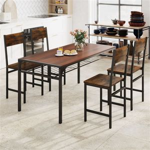 Set di 4 Sedie da Cucina Contemporanee in Stile Rustico Marrone con Telaio in Metallo, Capacità 330 LBS, Seduta Rimovibile in Pelle PU - Product Image 4