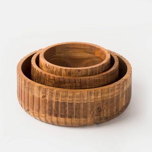 Juego de Tazones de Madera Imperial, Tazones de Madera Pulida, Diseño Europeo, Ecológicos, Acabado Natural Sin Recubrimiento, Vajilla, Decoración del Hogar, Boda - Product Image 2