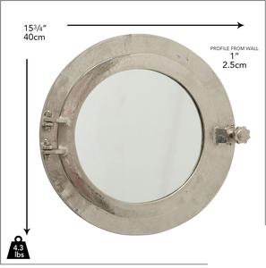Nautical Porthole <b>Mirror</b> with Bullseye Frame Silver Aluminum Nickel Finished Hinged Glass <b>Door</b> Wall Mount Decor - Product Image 5