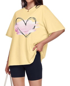 Nueva Colección de Camisetas de Mujer Estampadas 100% Algodón, Manga Corta, Cuello Redondo, Hombros Caídos, Talla Grande, Cómodas, de Bangladesh - Product Image 3