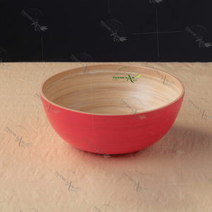 Custom Large Salad <b>Bowl</b> Quality Durable Vietnamese Handicraft Spun Bamboo Dinnerware Set Disposable Kitchen <b>Picnic</b> Food Serving - Product Image 4