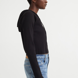 Sudadera Corta con Capucha para Mujer, Diseño de Paneles, Moda, Cuello con Capucha, Tops Cortos para Mujer - Product Image 4