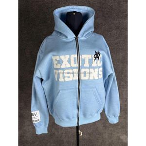 เสื้อฮู้ดดี้ผ้าฝ้ายเฟรนช์เทอร์รี่ทรงโอเวอร์ไซส์แบบมีซิปด้านหน้า พร้อมลายโลโก้ตัวอักษร ดีไซน์หนา เหมาะสำหรับฤดูใบไม้ร่วง - Product Image 2