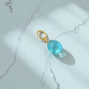 Colgante de Perla Natural Facetada en Forma de Pera, Chapado en Oro de 14K, Envuelto en Alambre de Plata, Gema Verde, Amuleto de Joyería Religiosa - Product Image 6