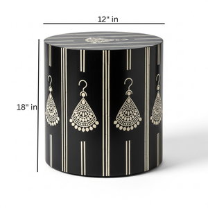 Table d'appoint décorative en MDF de qualité supérieure, motif ethnique artisanal, avec incrustation d'autocollants en émail noir de luxe, pour l'entrée ou l'école, vente en gros - Product Image 2