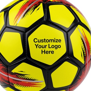 Customizable Yellow Soccer Ball Size 5 Durable Training Ball with Black Panels and <b>Red</b> Accents - Product Image 3