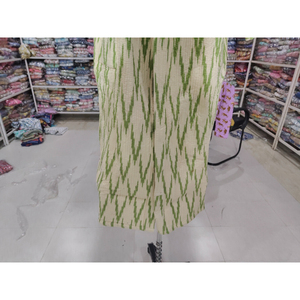 Chemisier décontracté pour femme en mélange de coton, col en V, motif géométrique vert, style kimono, respirant, haut d'été, tissé à la main, point ouvert, cadeau - Product Image 5