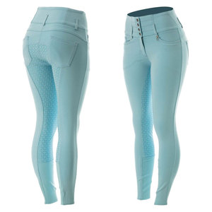Culotte d'équitation extensible quatre directions à taille mi-haute avec fermeture éclair et grip aux genoux pour le dressage et l'équitation en extérieur (Spandex/Polyester) - Product Image 1