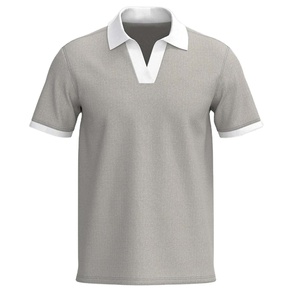 Polo à manches courtes gris pour homme, couleur unie, tricot en coton, décontracté, respirant, coupe régulière, séchage rapide, dernier design - Product Image 1