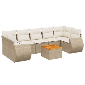 Conjunto de Sofás de Jardín de Ratán Beige, 6 Plazas, Muebles de Exterior Resistentes a la Intemperie, Diseño Contemporáneo - Product Image 5